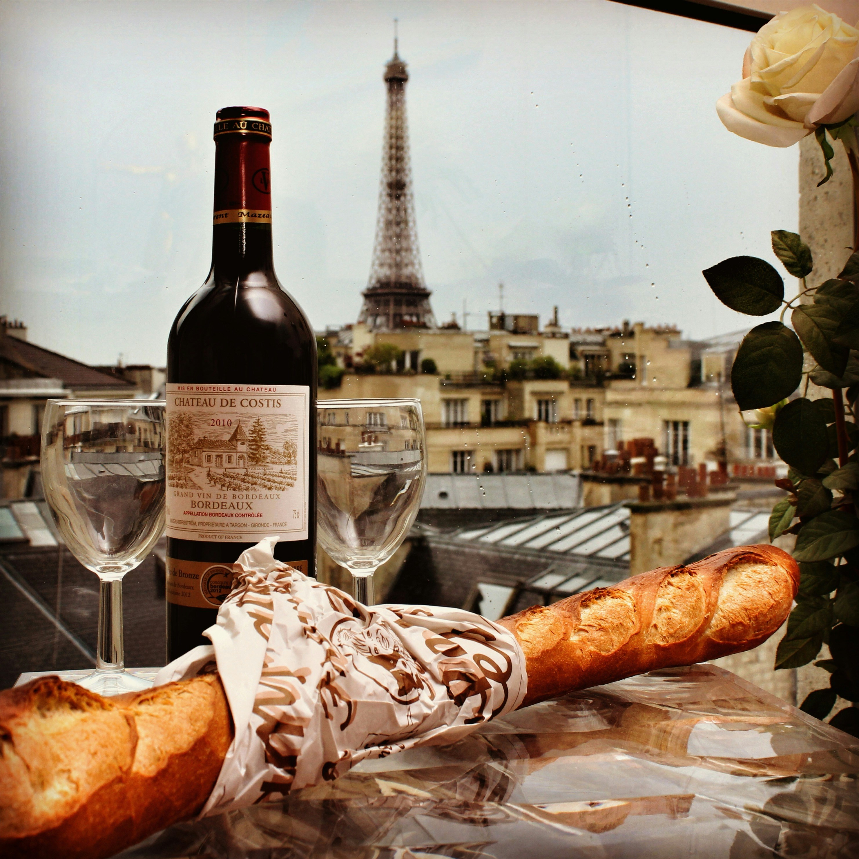 Warm baguettes in a Paris boulangerie basket